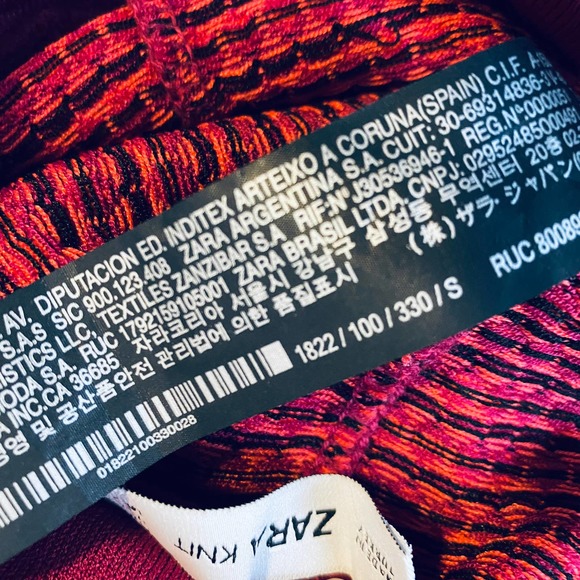 Zara Knit High Two Tone Print Flare Pants Red - Picture 12 of 13